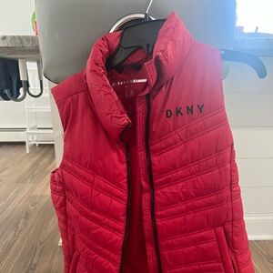 women’s DKNY red puffer vest